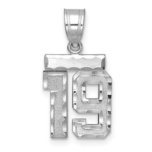 14k White Gold, Varsity Collection, Small D/C Pendant, Number 19
